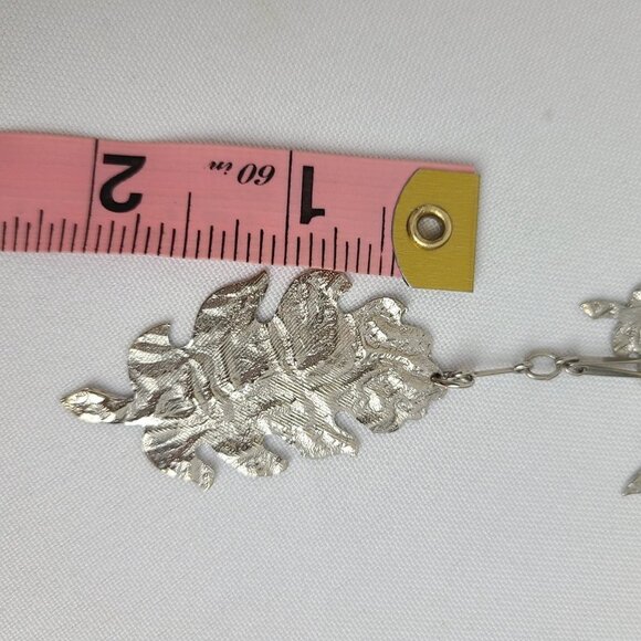 VINTAGE Hammered Leaf Pendant Charm Link Necklace - Picture 7 of 7